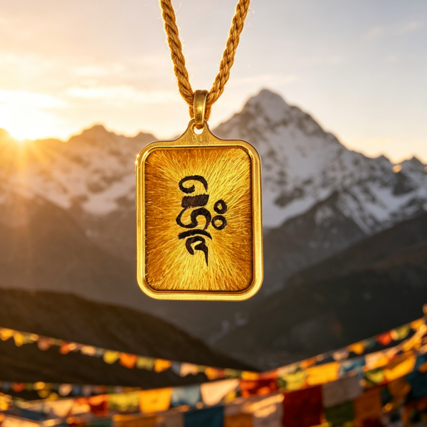 Guardian for Dog & Pig: Amitabha Seed Syllable Embroidery Charm